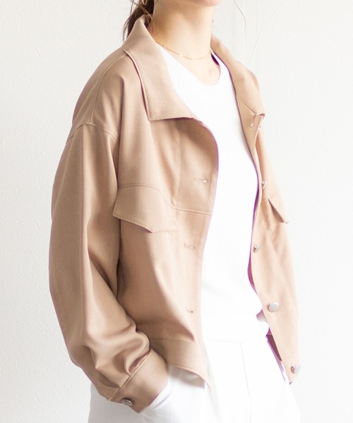 Emilyan（エミリアン）の「【2021SS新作】リネンライク・ブルゾンジャケット（ブルゾン・レディース・ライトグレー/ダークブラウン/ベージュ・9号）」の7枚目の写真