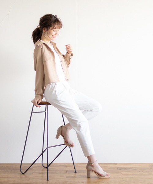 Emilyan（エミリアン）の「【2021SS新作】リネンライク・ブルゾンジャケット（ブルゾン・レディース・ライトグレー/ダークブラウン/ベージュ・9号）」の10枚目の写真