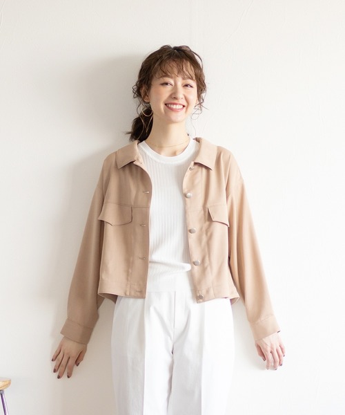 Emilyan（エミリアン）の「【2021SS新作】リネンライク・ブルゾンジャケット（ブルゾン・レディース・ライトグレー/ダークブラウン/ベージュ・9号）」の18枚目の写真