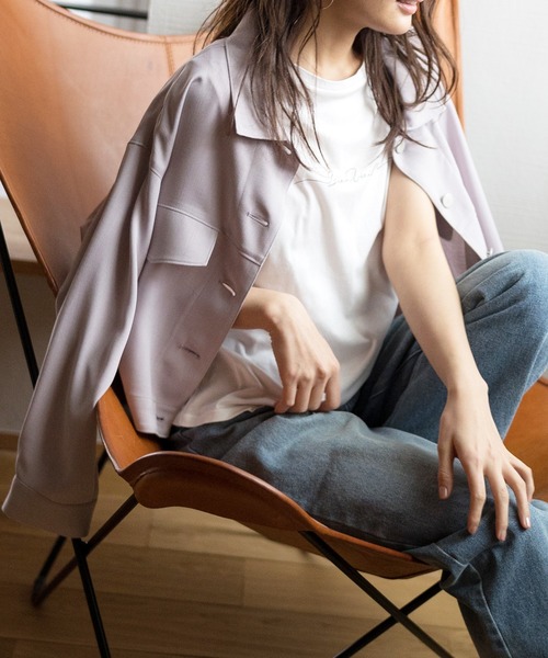 Emilyan（エミリアン）の「【2021SS新作】リネンライク・ブルゾンジャケット（ブルゾン・レディース・ライトグレー/ダークブラウン/ベージュ・9号）」の5枚目の写真