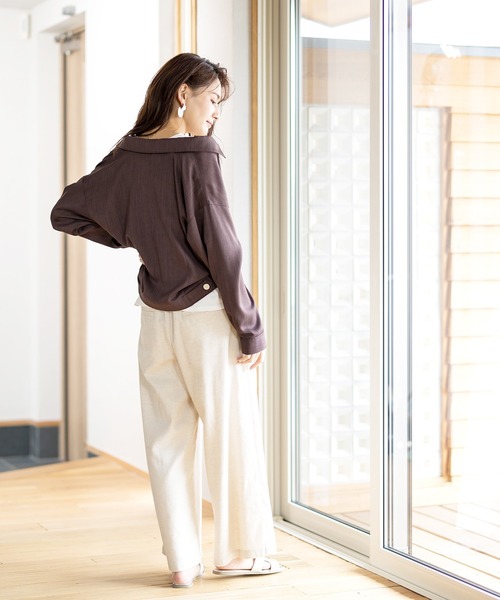 Emilyan（エミリアン）の「【2021SS新作】リネンライク・ブルゾンジャケット（ブルゾン・レディース・ライトグレー/ダークブラウン/ベージュ・9号）」の14枚目の写真