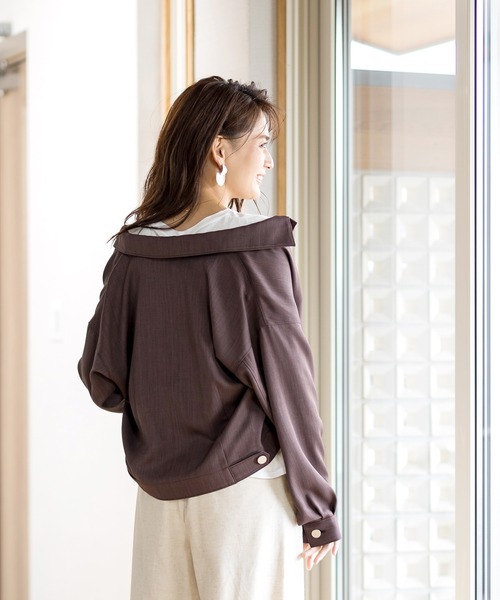 Emilyan（エミリアン）の「【2021SS新作】リネンライク・ブルゾンジャケット（ブルゾン・レディース・ライトグレー/ダークブラウン/ベージュ・9号）」の9枚目の写真