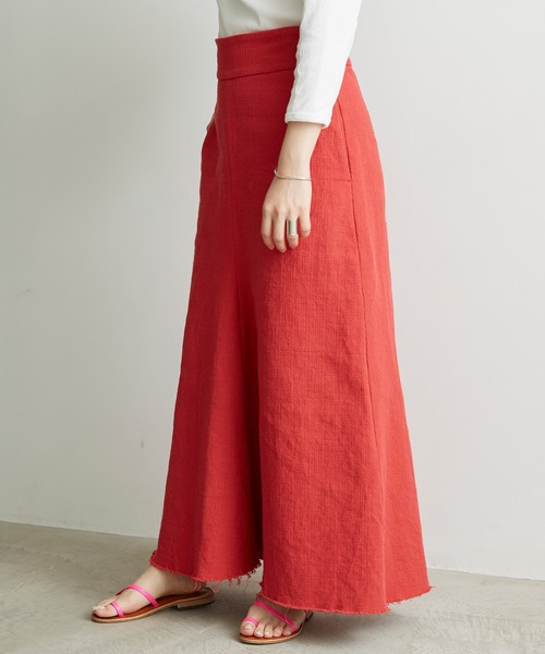 nitca（ニトカ）の「プリペラ伊吹染めバックジップスカート（スカート・レディース・レッド/ベージュ・FREE）」の4枚目の写真