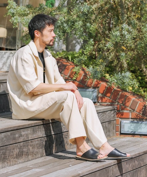 URBAN RESEARCH Sonny Label(アーバンリサーチサニーレーベル)の「イージーケア五分袖セットアップ(シャツ/ブラウス・メンズ・ベージュ/ネイビー/アイボリー・MEDIUM/LARGE)」の1枚目の写真