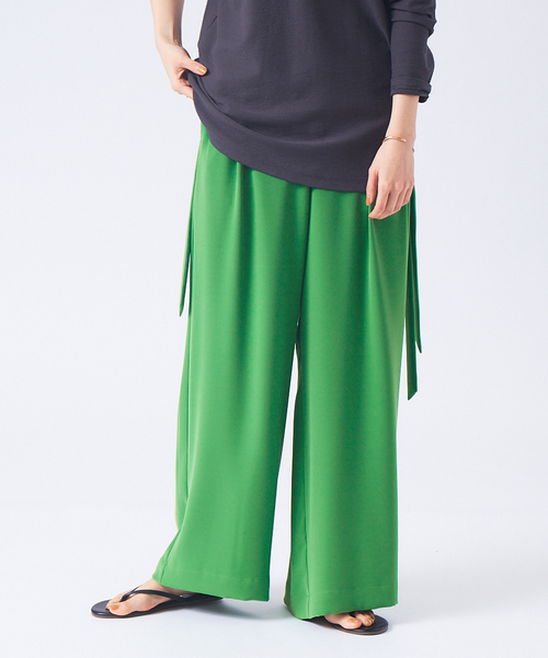 qualite（カリテ）の「サイドリボンイージーパンツ（その他パンツ・レディース・グリーン/アイボリー・38/36）」の2枚目の写真