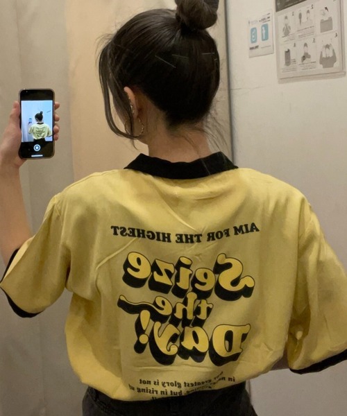 WEGO（ウィゴー）の「WEGO/バイカラーボーリングシャツ（シャツ/ブラウス・レディース・ブラック/イエロー/ブルー・FREE）」の3枚目の写真