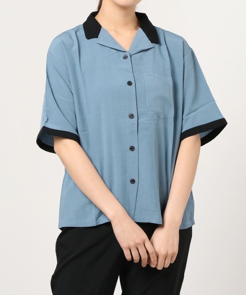 WEGO（ウィゴー）の「WEGO/バイカラーボーリングシャツ（シャツ/ブラウス・レディース・ブラック/イエロー/ブルー・FREE）」の6枚目の写真