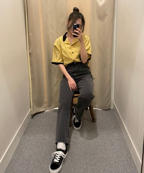 WEGO（ウィゴー）の「WEGO/バイカラーボーリングシャツ（シャツ/ブラウス・レディース・ブラック/イエロー/ブルー・FREE）」の14枚目の写真