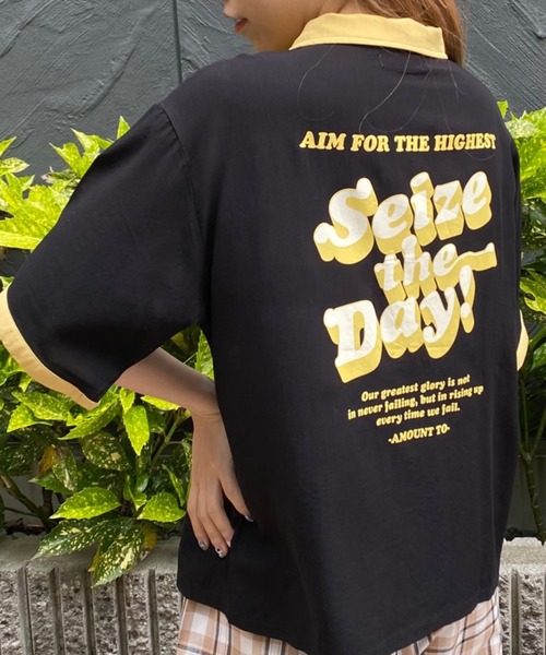 WEGO（ウィゴー）の「WEGO/バイカラーボーリングシャツ（シャツ/ブラウス・レディース・ブラック/イエロー/ブルー・FREE）」の9枚目の写真