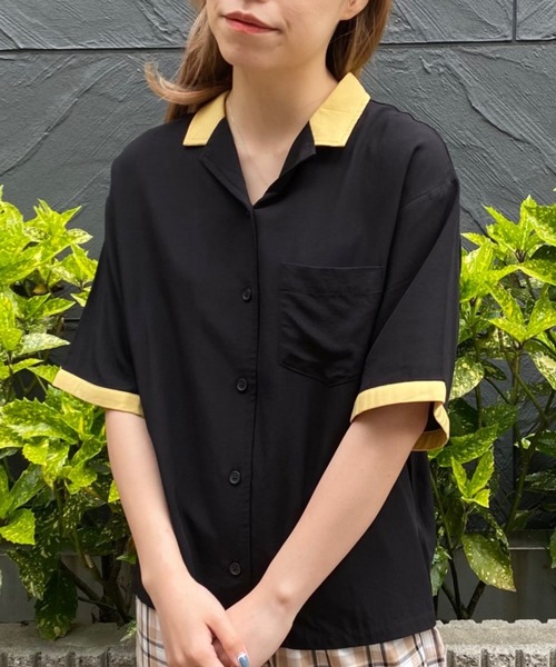 WEGO（ウィゴー）の「WEGO/バイカラーボーリングシャツ（シャツ/ブラウス・レディース・ブラック/イエロー/ブルー・FREE）」の8枚目の写真