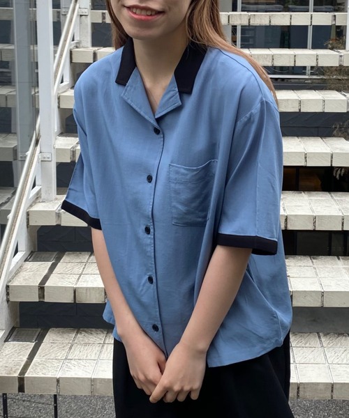 WEGO（ウィゴー）の「WEGO/バイカラーボーリングシャツ（シャツ/ブラウス・レディース・ブラック/イエロー/ブルー・FREE）」の11枚目の写真