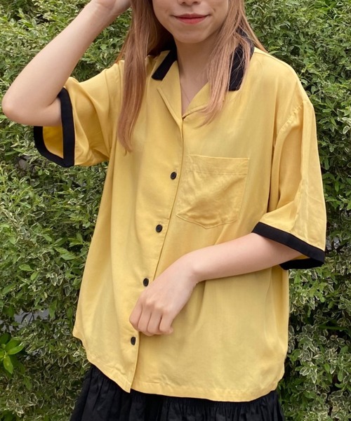 WEGO（ウィゴー）の「WEGO/バイカラーボーリングシャツ（シャツ/ブラウス・レディース・ブラック/イエロー/ブルー・FREE）」の15枚目の写真