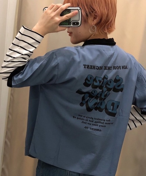 WEGO（ウィゴー）の「WEGO/バイカラーボーリングシャツ（シャツ/ブラウス・レディース・ブラック/イエロー/ブルー・FREE）」の10枚目の写真