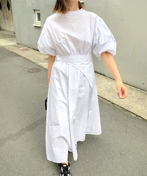 WHO'S WHO gallery（フーズフーギャラリー）の「ボリュームスリーブワンピ（シャツワンピース・レディース・オフホワイト/ブラック・FREE）」の3枚目の写真