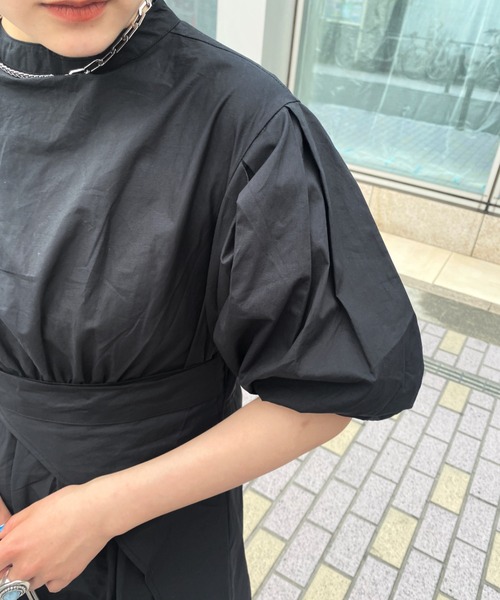 WHO'S WHO gallery（フーズフーギャラリー）の「ボリュームスリーブワンピ（シャツワンピース・レディース・オフホワイト/ブラック・FREE）」の9枚目の写真