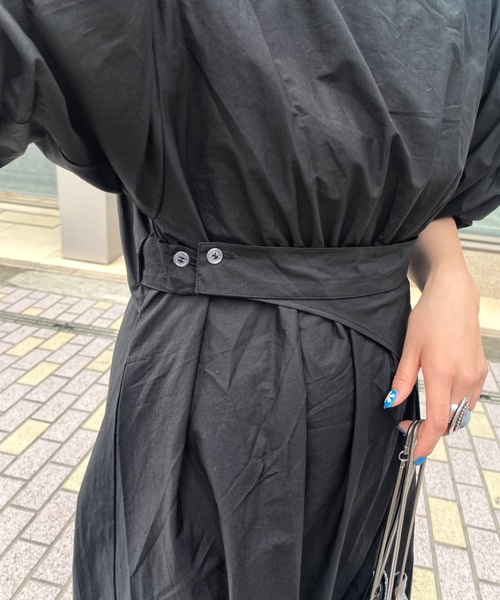 WHO'S WHO gallery（フーズフーギャラリー）の「ボリュームスリーブワンピ（シャツワンピース・レディース・オフホワイト/ブラック・FREE）」の10枚目の写真