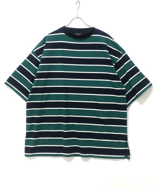 Beno(ビーノ)の「レトロボーダー ワイドモックネック ルーズシルエット Tシャツ(Tシャツ/カットソー・メンズ・ネイビー/オレンジ/ブラウン/グリーン/サックスブルー/オフホワイト・M/L)」の22枚目の写真