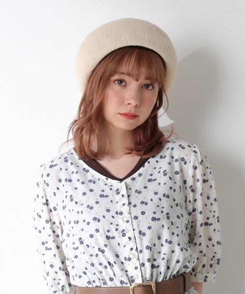 Honeys（ハニーズ）の「ベレー帽（ハンチング/ベレー帽・レディース・ライトベージュ/ブラック・FREE）」の2枚目の写真