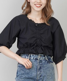 SPINNS | Ｖネックフリルギャザーレースブラウス(シャツ/ブラウス)