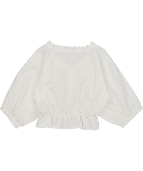 SPINNS（スピンズ）の「Ｖネックフリルギャザーレースブラウス（シャツ/ブラウス・レディース・ブラック/オフホワイト・ONESIZE）」の9枚目の写真