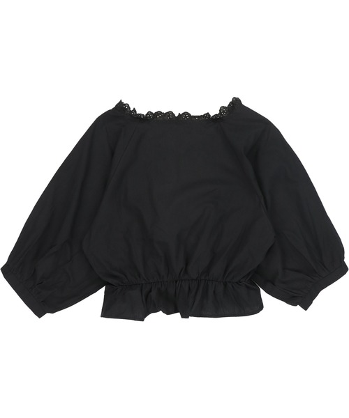SPINNS（スピンズ）の「Ｖネックフリルギャザーレースブラウス（シャツ/ブラウス・レディース・ブラック/オフホワイト・ONESIZE）」の11枚目の写真