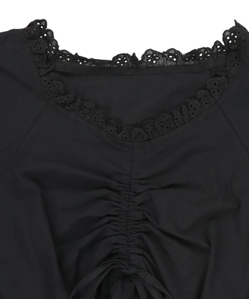 SPINNS（スピンズ）の「Ｖネックフリルギャザーレースブラウス（シャツ/ブラウス・レディース・ブラック/オフホワイト・ONESIZE）」の12枚目の写真