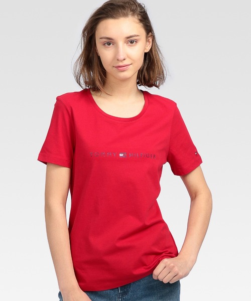TOMMY HILFIGER(トミーヒルフィガー)の「ベーシックロゴTシャツ(Tシャツ/カットソー・レディース・ネイビー/レッド/ホワイト・MEDIUM/X-SMALL/SMALL)」の3枚目の写真