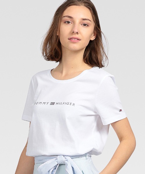 TOMMY HILFIGER(トミーヒルフィガー)の「ベーシックロゴTシャツ(Tシャツ/カットソー・レディース・ネイビー/レッド/ホワイト・MEDIUM/X-SMALL/SMALL)」の2枚目の写真
