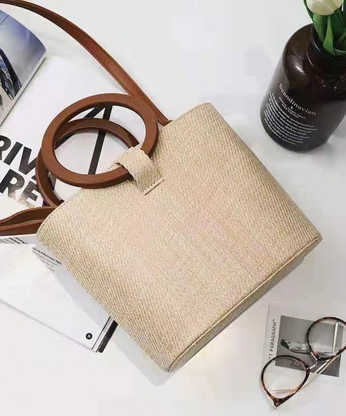 CORNERS(コーナーズ)の「ウッドハンドルカゴショルダーバッグ(かごバッグ・レディース・ベージュ/アイボリー・FREE)」の5枚目の写真