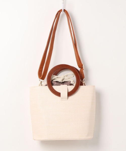 CORNERS(コーナーズ)の「ウッドハンドルカゴショルダーバッグ(かごバッグ・レディース・ベージュ/アイボリー・FREE)」の9枚目の写真