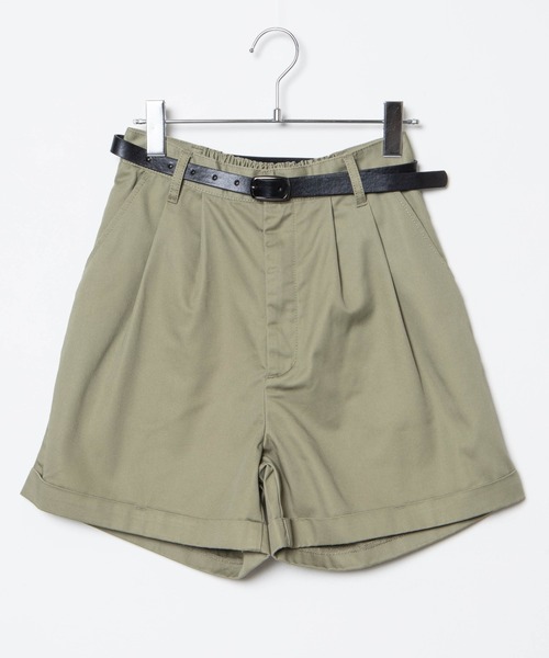 WEGO（ウィゴー）の「WEGO/【2点セット】ベルト付きロールアップショーツ（チノパンツ・レディース・ホワイト/ブラック/グリーン/ベージュ・SMALL/MEDIUM）」の19枚目の写真