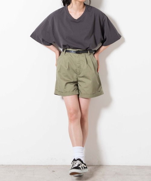 WEGO（ウィゴー）の「WEGO/【2点セット】ベルト付きロールアップショーツ（チノパンツ・レディース・ホワイト/ブラック/グリーン/ベージュ・SMALL/MEDIUM）」の15枚目の写真