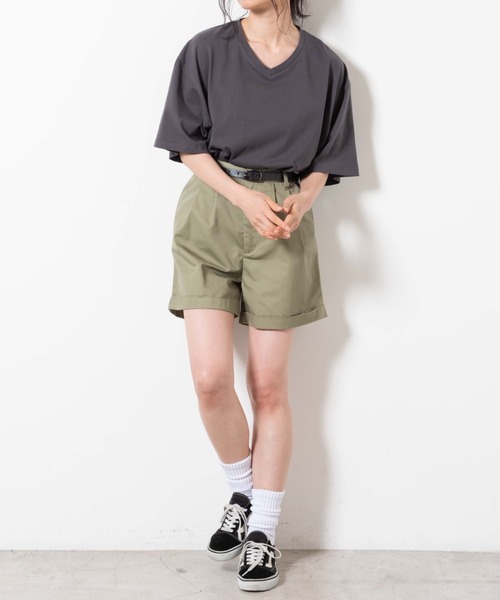 WEGO（ウィゴー）の「WEGO/【2点セット】ベルト付きロールアップショーツ（チノパンツ・レディース・ホワイト/ブラック/グリーン/ベージュ・SMALL/MEDIUM）」の16枚目の写真