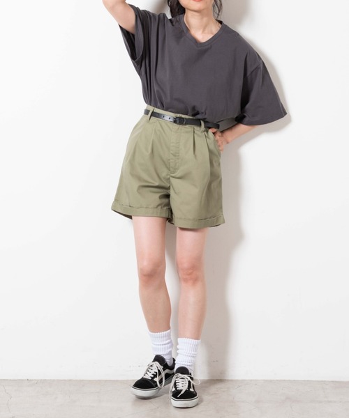 WEGO（ウィゴー）の「WEGO/【2点セット】ベルト付きロールアップショーツ（チノパンツ・レディース・ホワイト/ブラック/グリーン/ベージュ・SMALL/MEDIUM）」の17枚目の写真