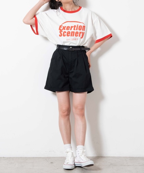 WEGO（ウィゴー）の「WEGO/【2点セット】ベルト付きロールアップショーツ（チノパンツ・レディース・ホワイト/ブラック/グリーン/ベージュ・SMALL/MEDIUM）」の13枚目の写真