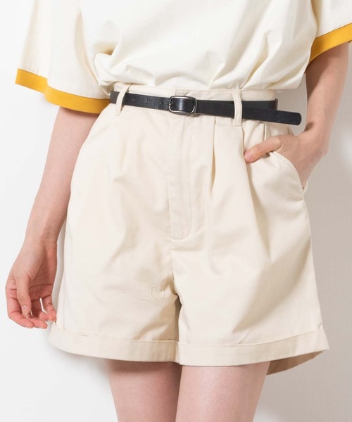 WEGO（ウィゴー）の「WEGO/【2点セット】ベルト付きロールアップショーツ（チノパンツ・レディース・ホワイト/ブラック/グリーン/ベージュ・SMALL/MEDIUM）」の21枚目の写真