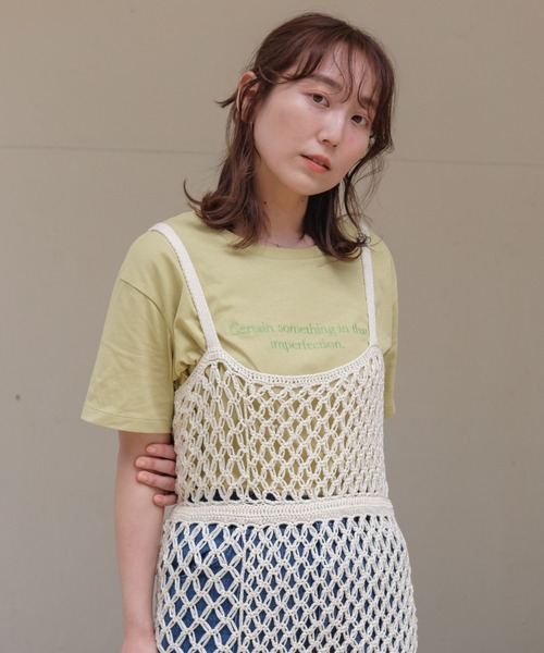 Kastane（カスタネ）の「カラー刺繍小ロゴT（Tシャツ/カットソー・レディース・アイボリー/ライム/サックスブルー/ミント/オフホワイト・XL/M）」の11枚目の写真