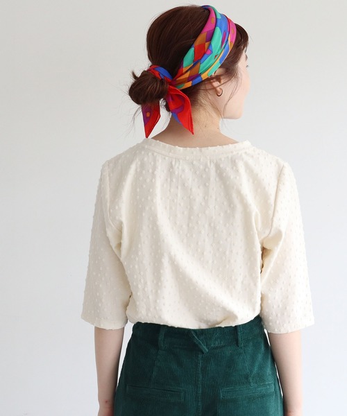 tシャツ 小ドットパイルＴシャツ レディース 小ドットパイルTシャツ（Tシャツ/カットソー）｜l'atelier du