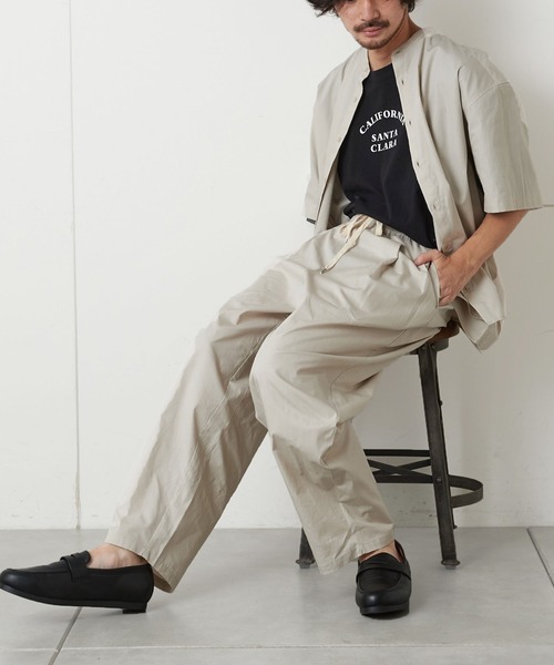 CIAOPANIC TYPY（チャオパニックティピー）の「【ZOZOTOWN限定】【セットアップ】タイプライターバンドカラーシャツ+タックパンツ（セットアップ・メンズ・ブラック/ブラウン/ベージュ系その他・M/L）」の3枚目の写真