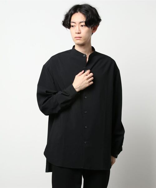 LOWRYS FARM（ローリーズファーム）の「クリアトロバンドカラーシャツ　215517（シャツ/ブラウス・メンズ・ブラック/ブラウン/グリーン/ブラック系その他/ブラウン系その他/ライム・MEDIUM/LARGE）」の3枚目の写真