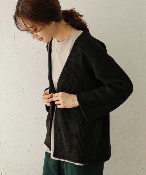 URBAN RESEARCH DOORS(アーバンリサーチドアーズ)の「ローゲージカーディガン(カーディガン/ボレロ・レディース・モカ/ブルー/スミクロ・ONE)」の4枚目の写真