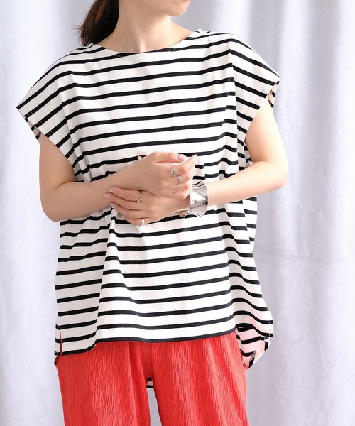 ANDJ(アンドジェイ)の「バックロゴタグボーダーTシャツ(Tシャツ/カットソー・レディース・ブラック/レッド/ブルー・M)」の21枚目の写真