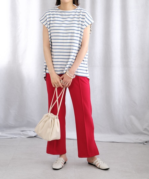 ANDJ(アンドジェイ)の「バックロゴタグボーダーTシャツ(Tシャツ/カットソー・レディース・ブラック/レッド/ブルー・M)」の18枚目の写真