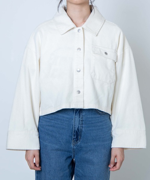 WEGO（ウィゴー）の「WEGO/コーデュロイショートジャケット（ブルゾン・レディース・ベージュ/サックスブルー/アイボリー・FREE）」の6枚目の写真