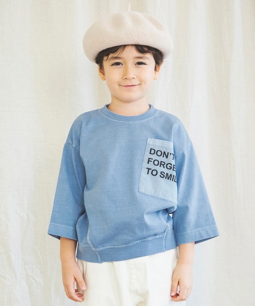 BRANSHES(ブランシェス)の「【ロゴポケット】8分袖Tシャツ(Tシャツ/カットソー・キッズ・ブルーグレー/チャコールグレー/パープル・110cm/140cm/90cm/130cm/120cm/150cm/100cm)」の2枚目の写真