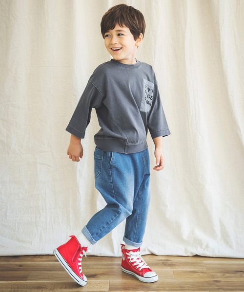 BRANSHES(ブランシェス)の「【ロゴポケット】8分袖Tシャツ(Tシャツ/カットソー・キッズ・ブルーグレー/チャコールグレー/パープル・110cm/140cm/90cm/130cm/120cm/150cm/100cm)」の11枚目の写真