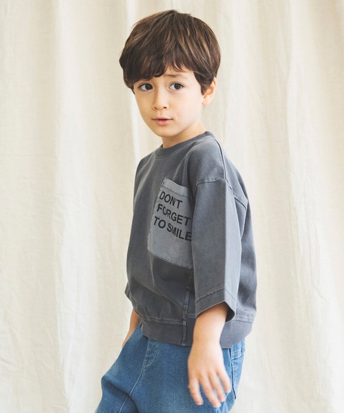 BRANSHES(ブランシェス)の「【ロゴポケット】8分袖Tシャツ(Tシャツ/カットソー・キッズ・ブルーグレー/チャコールグレー/パープル・110cm/140cm/90cm/130cm/120cm/150cm/100cm)」の5枚目の写真