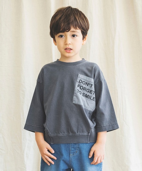 BRANSHES(ブランシェス)の「【ロゴポケット】8分袖Tシャツ(Tシャツ/カットソー・キッズ・ブルーグレー/チャコールグレー/パープル・110cm/140cm/90cm/130cm/120cm/150cm/100cm)」の8枚目の写真