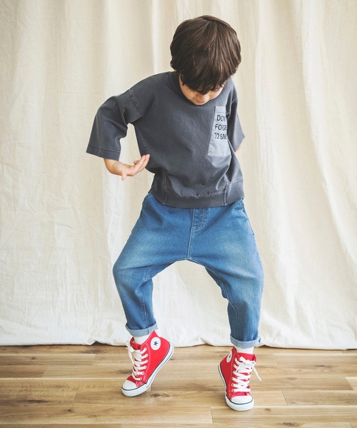 BRANSHES(ブランシェス)の「【ロゴポケット】8分袖Tシャツ(Tシャツ/カットソー・キッズ・ブルーグレー/チャコールグレー/パープル・110cm/140cm/90cm/130cm/120cm/150cm/100cm)」の13枚目の写真