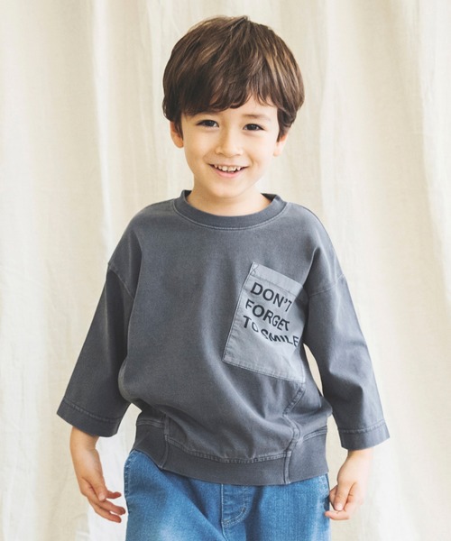 BRANSHES(ブランシェス)の「【ロゴポケット】8分袖Tシャツ(Tシャツ/カットソー・キッズ・ブルーグレー/チャコールグレー/パープル・110cm/140cm/90cm/130cm/120cm/150cm/100cm)」の4枚目の写真